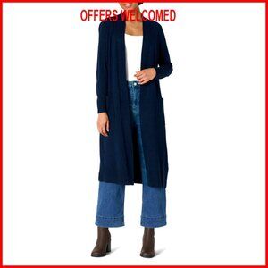 Regular Fit Lightweight Duster Cardigan Sweater, Viscose Blend, 43.5" Length